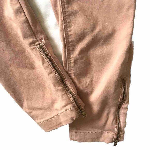 H&M Mama Maternity Pant SZ 8 Blush Skinny Full Panel Stretch Tummy Zip Hems EUC - Picture 4 of 9